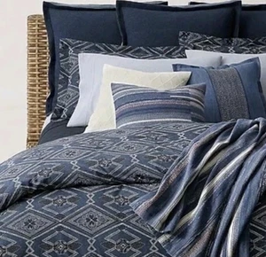 Copripiumino Ralph Lauren King Size solo Francois motivo geometrico blu nuovo con etichette $425 - Foto 1 di 5