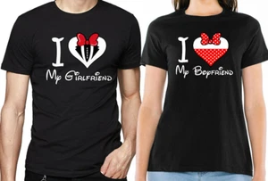 NWT I LOVE MY GIRLFRIEND/BOYFRIEND COUPLE MATCHING VALENTINE'S DAY BLACK T-SHIRT - Picture 1 of 6