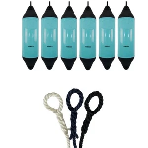 6 x HURRICANE Vortex Bootsfender: Türkis PM06 - FREE SPLICED END 10MM SEIL - Bild 1 von 2
