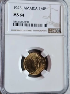 Jamaica 1/4 Penny 1945 NGC MS 64 - Picture 1 of 2