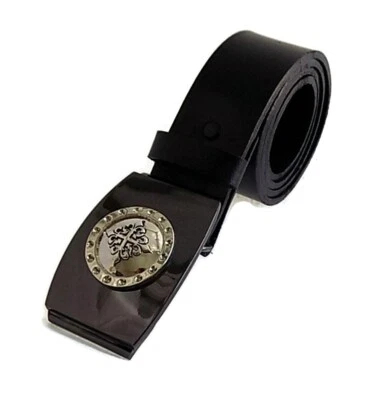 WASHED UP HOLLYWOOD #074BK SILVER/BLACK FINISH 1.5" FLEUR SHIELD PLATE BUCKLE - Image 1 of 4