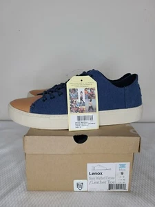 TOMS Men's Washed Navy Canvas Leather Toe Lenox Sneaker Size: 9 - Picture 1 of 6