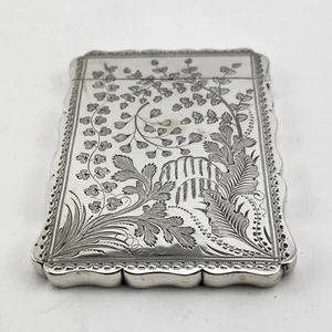 Beautifully Engraved Victorian Sterling Silver Card Case - 1873 Birmingham - Picture 1 of 5