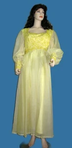 Mike Benet Formals~1970~Bow Tie Ball Gown Chiffon Dress w/ Rustly Taffeta Lining - Picture 1 of 12