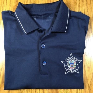 Chicago Police Polo Shirt Small Embroidered Dark Blue Antigua Label - Picture 1 of 8
