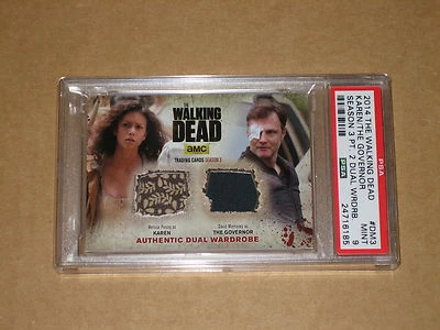 PSA 9 KAREN & THE GOVERNOR 2014 WALKING DEAD DUAL WARDROBE COSTUME RELIC DM3 1 - Image 1 of 2