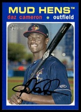 2020 Topps Heritage Minor League Blue Border Daz Cameron 66/99 Toledo Mud Hens