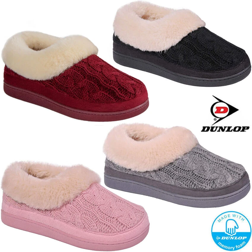 LADIES DUNLOP SLIPPERS WOMEN MEMORY FOAM FUR THERMAL ANKLE BOOTS WARM SHOES SIZE - Image 1 of 1