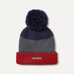SealSkinz Flitcham Waterproof Cold Weather Bobble Hat - Orange / Grey / Navy