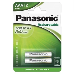 Offizielle Panasonic wiederaufladbare AAA Batterie Zelle Original 2er Pack 750 mAh - Bild 1 von 5