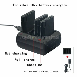 4-Bay Battery Charger Cradle + Adapter For Zebra Symbol TC70 TC75 TC72 TC77 TC7X - Afbeelding 1 van 9