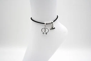 lesbian pride LGBTQ+ Doppel Venus Symbol Love Fusskette Halskette feministisch - Picture 1 of 5