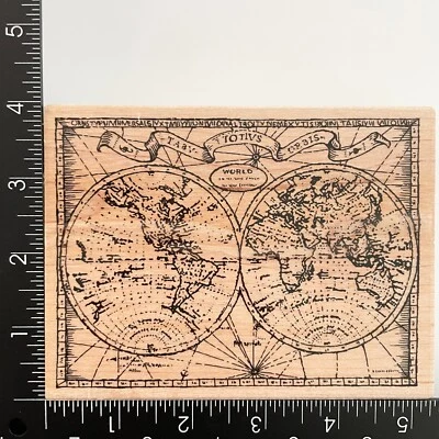 Stampendous Old World Map Globe R163 Wood Mounted Rubber Stamp - Image 1 of 4
