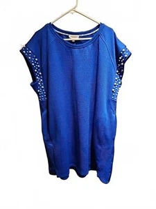 Vestido Umgee Need A Second azul tejido imitación perlas cuentas talla XL - Imagen 1 de 8
