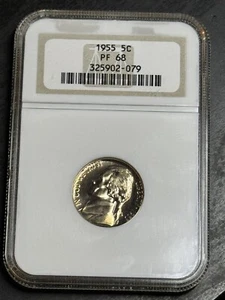 1955 Proof Jefferson Nickel NGC PF68 Stunning Gem PR++ Coin (Slab2904) - Picture 1 of 4