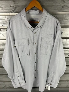 NEW Cabelas Grey Gingham Vented Fishing Long Sleeve Button Up Shirt Mens 2XL - Picture 1 of 8