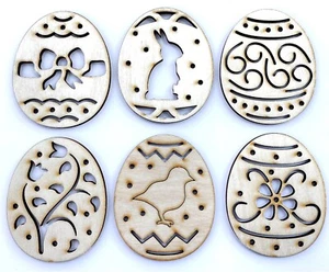 Ostereier 85x70mm Ostern Deko Schmuck Streu- Tischdeko Scrapbooking Holz - Bild 1 von 9