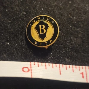 Junior Beta Club School Gold tone Small Lapel Badge Bag Vest Pin - Picture 1 of 2