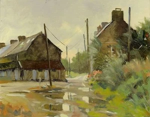 NUOVO OLIO ORIGINALE MICHAEL RICHARDSON "Un cortile agricolo in Bretagna" Francia DIPINTO - Foto 1 di 1