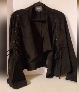 Miss Me faux suede lightweight opened jacket with fringe Women's Size Large - Picture 1 of 7