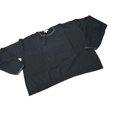 Splendid Darcy Crewneck Sweater Cotton Nylon Silk Blend Silver Metallic Trim LG Foto 1 de 4