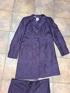 Vintage Y2K Damen 12 Seide Blumen Über Mantel Jacke & Hose Anzug Lila Fee  - Bild 1 von 19