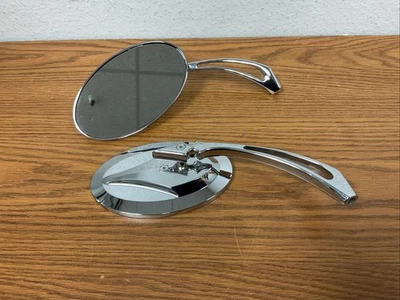 J&P Cycles Oval Spear Mirror Set with Pointed Stem Chrome 18-449. - Image 1 of 4