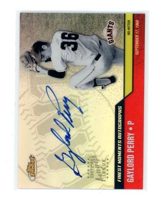 Topps Finest Moments Auto Gaylord Perry 2002 #FMA-GP Auto Salón de la fama Foto 1 de 2