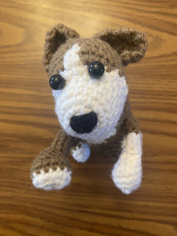 Handmade Crochet Stuffed Toy Plush Soft BROWN DOG Puppy  - Image 1 of 4
