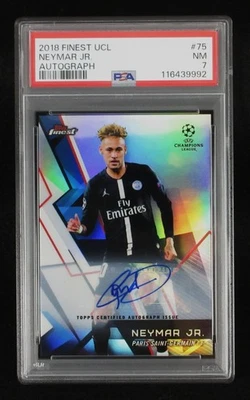 2018 Topps Finest UCL Neymar Jr. #75 Auto Paris Saint-Germain Football PSA 7 - Bild 1 von 4
