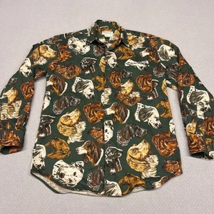 Camisa De Colección Banana Republic Para Hombres S Verde Safari Perro Estampado Completo Retro Años 90 - Imagen 1 de 6