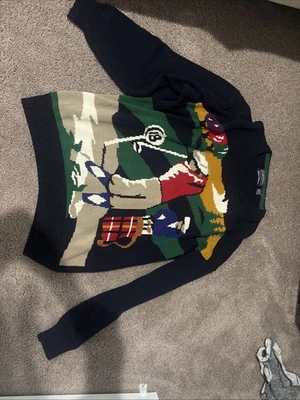 Suéter de Golf Hathaway De Colección Para Hombres XL Mano Intarsia Años 90 Tejido Pullover Azul Marino Foto 1 de 4