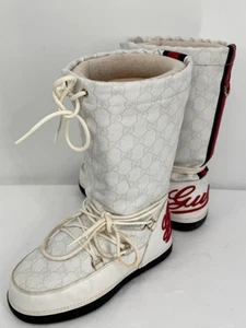 VTG 90s Gucci GG Print Logo Ski Snow Boots Winter Moon Sz 36 Sz 6 Men Sz 8 Women - Picture 1 of 19