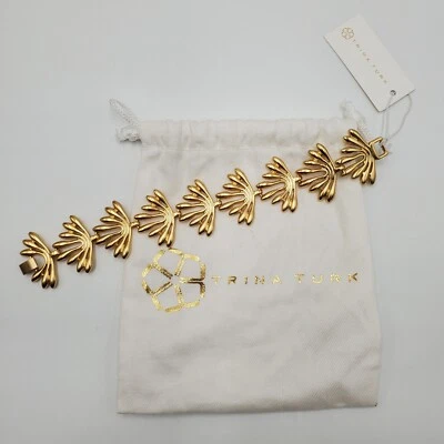 Pulsera Trina Turk para mujer 7 pulgadas tono dorado retro botánicos flores ráfaga eslabones NUEVO Foto 1 de 4