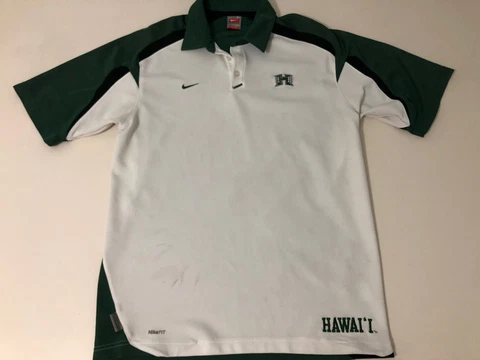 WHITE NIKE FIT HAWAII RAINBOW WARRIORS POLO SHIRT MENS SIZE L LARGE Cover