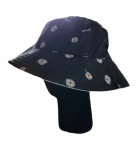Black Daisy Bucket Hat NWT Alice + Olivia by Stacey Bendet Reversible Gardening - Picture 1 of 6