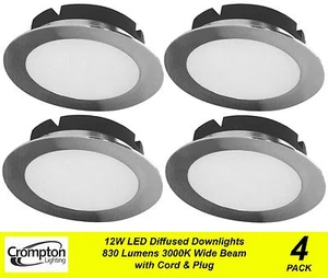 4 x 12W DIMMABLE LED Downlights Wide Beam Warm 3000K Fixed Chrome 830Lm 240V - Picture 1 of 7