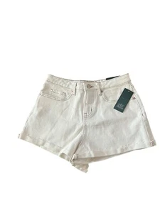 Pantalones cortos de mezclilla para mujer Wild Fable tiro súper alto puño enrollado blanco roto talla 4 - Imagen 1 de 4