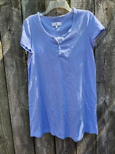 Karen Neuburger Nightgown, Blue Polka- Dot, Length:32" - Picture 1 of 4