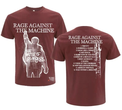 Rage Against The Machine - Battle Of Los Angeles с принтом сзади - темно-бордовый t-shir - Изображение 1 из 2