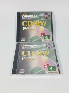 (2) Memorex CD-RW Platinum 4x velocidad regrabable 650 Mb/74 minutos nuevo sellado - Imagen 1 de 5