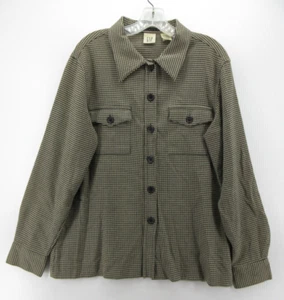 VINTAGE Gap Top Women Large Black Houndstooth Shacket Field Shirt Button Up 90s* - Picture 1 of 11