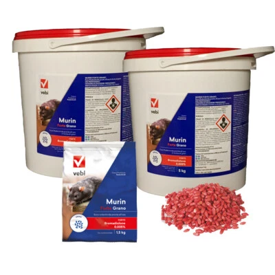 Vebi MURIN FORTE GRANO ESCA veleno pronto uso topi ratti da 1,5 KG a 5 KG