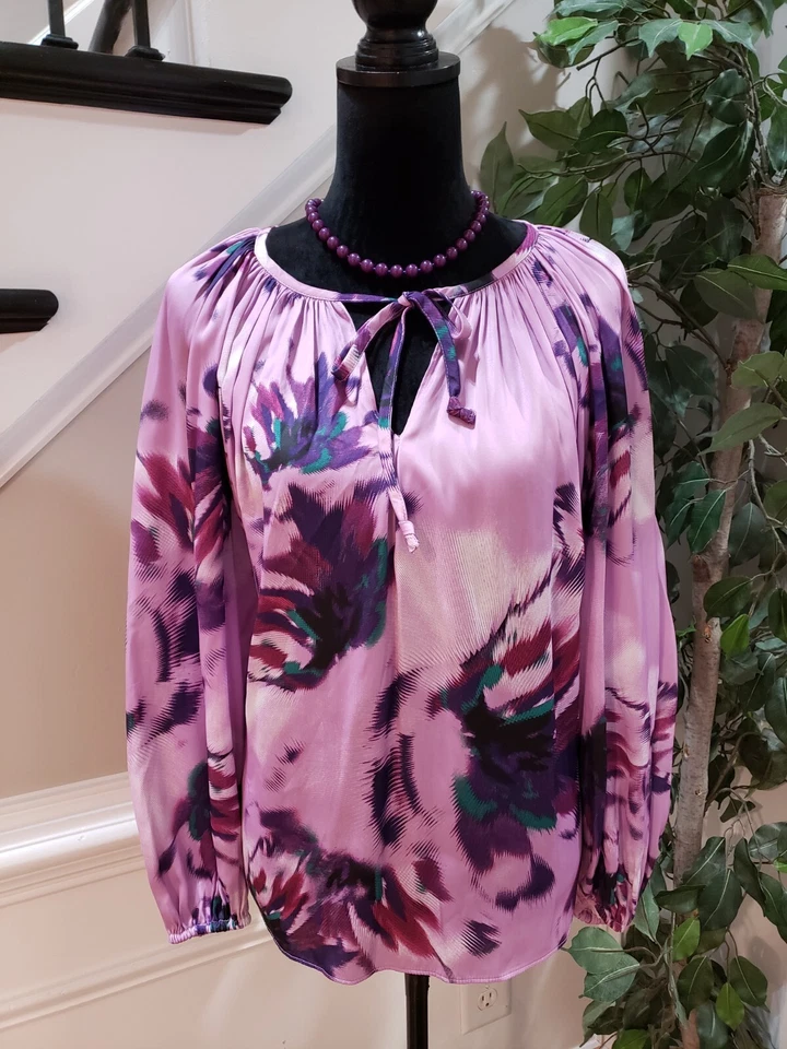 Jennifer Lopez Women's Purple Polyester Round Neck Long Sleeve Top Blouse Size M - Image 1 of 4