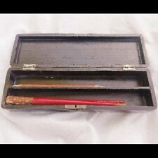 Japanese Pencil Box Late 19th Century Black Laquird With Writing Drawing Tools 