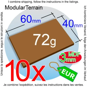 10x 3mm MDF Base 40x60mm 60x40mm 40mm 60mm Cavalry Bike War Hammer 40k - Imagen 1 de 7