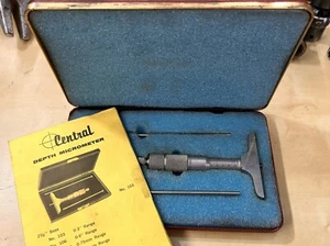 Vintage Depth Micrometer CENTRAL TOOL Co. Complete #103 0-3" Range Box Manual - Picture 1 of 9