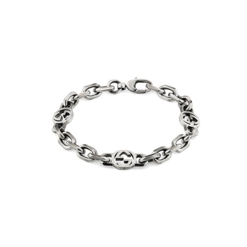 Bracciale Gucci Interlocking GG YBA620798001 Argento 17 18 cm Bracelet Uomo