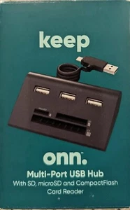 Keep Onn Multi-Port USB Hub with SD, microSD and CompactFlash Card Reader - Afbeelding 1 van 1