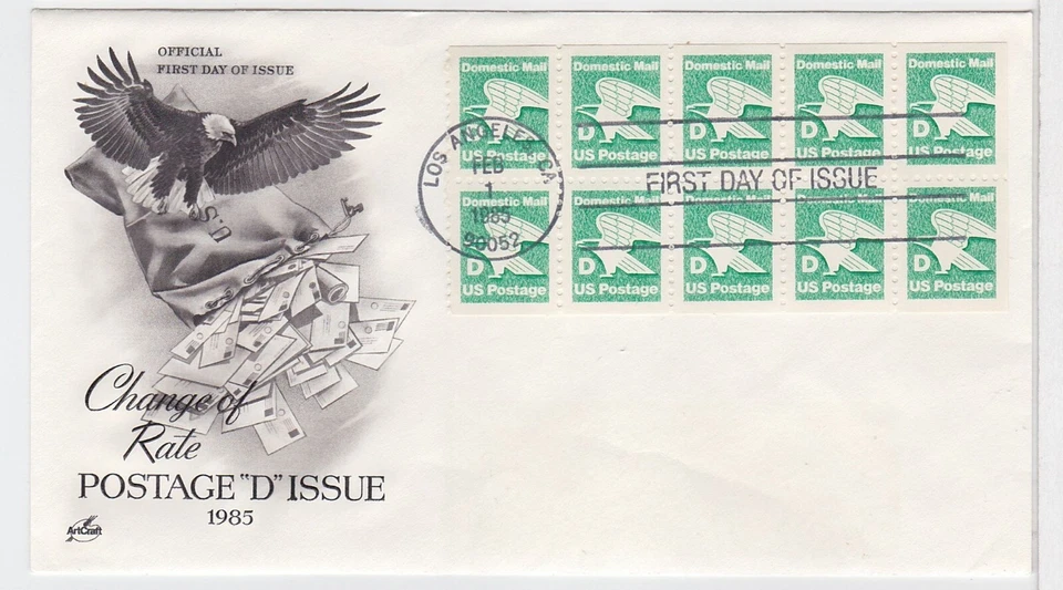 TurtlesTradingPost- D Rate Stamp 1985 #21133 FDC Artcraft Cachet Booklet Pane - Image 1 of 1